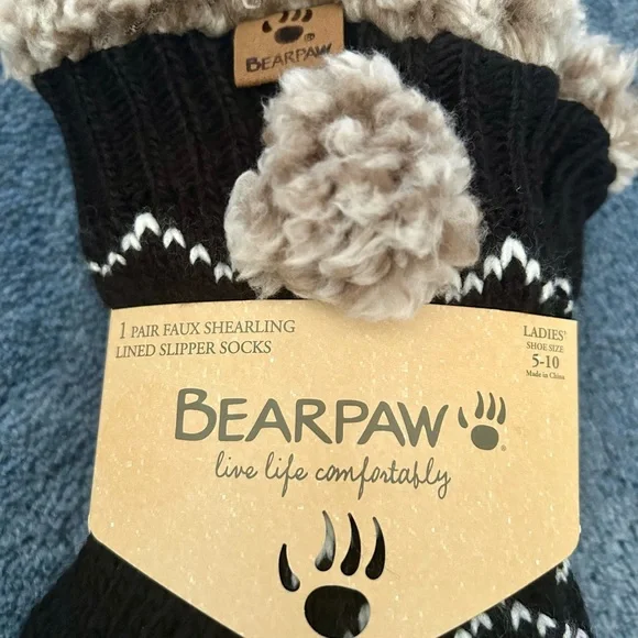 NWT Bearpaw Faux Shearling Lined Slipper Socks Ladies' Shoe Size 5-10 - Picture 4 of 10